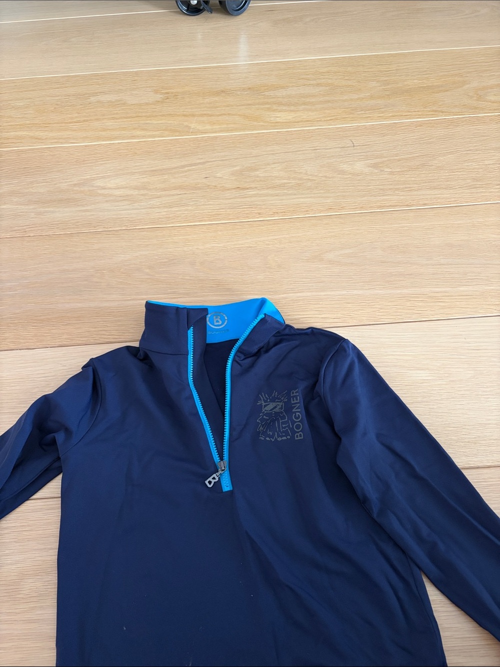 Bogner Kids Navy Quarter-Zip Pullover with Bright Blue Trim
